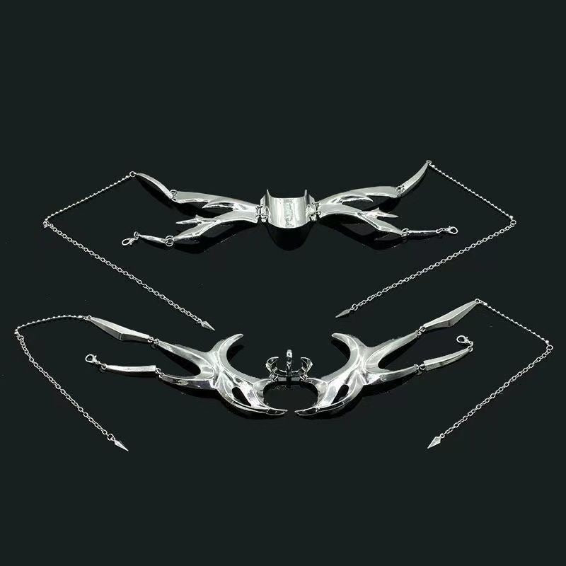 Cyberpunk Metal Mask Mechanical Style Earrings Lip Ring Adjustable Face Accessories